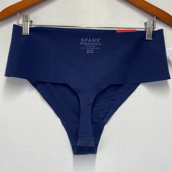 SPANX Smooth Undie-Tectable Thong Women Size 2X Navy Waistband Elastic-Free New - Picture 14 of 14
